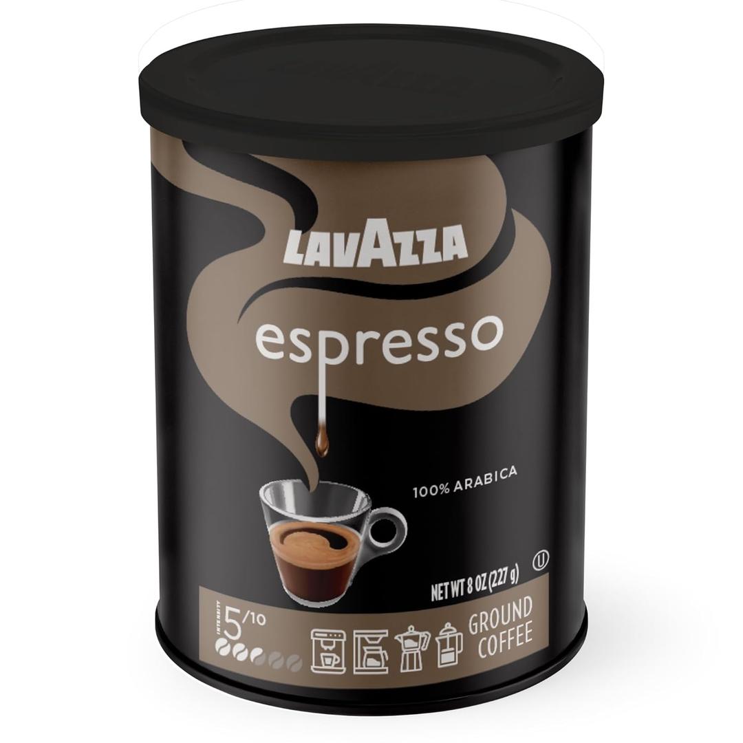 Lavazza Espresso Ground Coffee, Medium Roast, 100% Arabica, 8 oz Tin (Pack of 6)