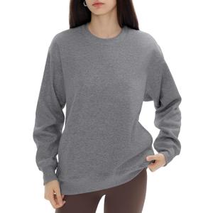 PUMIEY Women's Oversized Sweatshirts Fleece Crew Neck Hoodies with Pockets Long Sleeve Pullover Tops Three-No Collection (Gray, S)