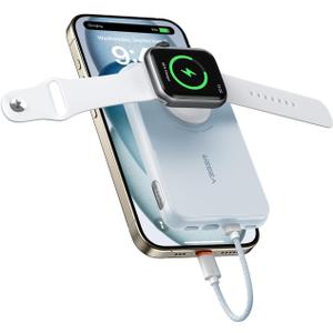 VEGER Portable Charger with Built in Cable(Removable), 10000mAh Mini Power Bank Battery Pack, PD 20W Fast Charger Travel Accessory Compatible with iPhone 15/14/13 Pro Max, Sumsang, Apple Watch-Blue