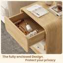 Modern Curved Nightstands Set of 2 with Open Shelf,Natural Oak, 17.7" W x 13.5" L x 19.7" H