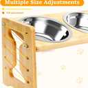 Elevated Dog Bowls - Flexible Adjustable Dog Bowl Stand for Small Medium Dogs & Cats | 6'' Diameter Double Bowls & Non-Slip Foot Pads & Removable Stand