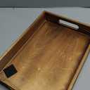 Rustic Brown Wood Food Serving Tray Cutout Handles Breakfast in Bed Coffee Rectangular Ottoman Nesting Crate Tabletop Storage Box Desktop Document Holder Party Office Home Kitchen