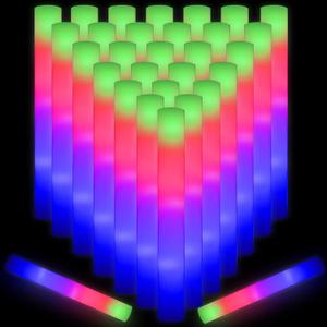 30 PCS Led Foam Sticks - Flashing foam glow sticks Party Supplies Light up Foam Sticks Batons for Birthday, Wedding, Christmas, Halloween