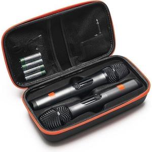 Wireless Microphone Case - Compatible with JBL Wireless Two Microphone System - Handheld Dual Mic Travel Bag for Singing & Karaoke | Waterproof & Dirt Resistant - Black (Box Only)