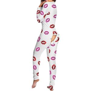Women's Sexy Bodycon Romper Butt Button Back Flap Onesie Pajamas Bodysuit One Piece Jumpsuit (L)