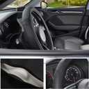 SEG Direct Car Steering Wheel Cover for Prius Civic Model 3 Model Y Camaro, Small Size 14-14.25 inch, Black Microfiber Leather