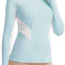FitsT4 Sports Womens Equestrian Shirts Thumbholes Long Sleeve Horse Riding Shirts Quick Dry UPF50+ Riding Top Half Zip (Blue, XL)