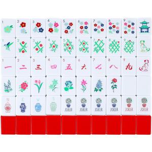 American Mahjong Sets 160 Mahjong Tiles Acrylic Engraved Mah Jong Ideal for Home & Party Games (Stylish, Red)