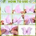 3D Hanging Butterfly Decorations, Colorful Butterfly Birthday Party Decorations, 8 Pcs Paper Butterfly Hanging Decorations with Green Leaf Strings for Girls, Women, Flower Garden Party Decor