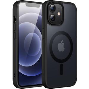 Magnetic Case for iPhone 12/12 Pro 6.1 Inch Compatible with MagSafe, Translucent Matte Back Cover Slim Shockproof (Black)