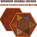 15-Inch Wooden Chinese Checkers Board Game Set Classic Strategy Game with 72 Glass Marbles, Dual-Sided Storage Drawer, Family Board Games for Adults, Educational Travel and Indoor Game