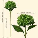 5PCS 26 Real Touch Dark Green Faux Hydrangea Artificial Flowers with Stem | Large Lifelike Silk UV Resistant Single Flowers, Fake Plant for Wedding Bouquet Centerpieces Party Home Indoor Decor