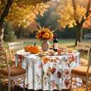 Eikione Thanksgiving Tablecloth, Round Fall Tablecloth 70 Inch, Pumpkin Table Cloth, Autumn Harvest for Christmas, Holiday, Birthday,Thanksgiving Decor (Maple Leaf Pumpkin)