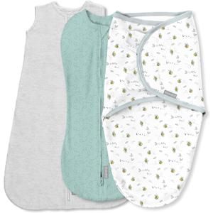 SwaddleMe by Ingenuity Comfort Pack Baby Swaddle Set, Size 0-3 Months, 5-14 Pounds, SwaddleMe Pod, Original Swaddle, Night Sack, 3pk - Little