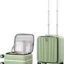 Hanke 16 Inch Underseat Carry On Luggage with Wheels,Small Hard Shell Suitcases for Weekender,Top Opening Lightweight Travel Luggage Suitcase for Womem Men,Bamboo Green.