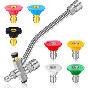 Boltigen Foam Cannon Dual-Connector Tool with 7 Pressure Washer Nozzle Tips, 1/4" Quick Connect Switch Double Tip Attachment, Pressure Washer Extension Wand Accessory Kit, 4000 PSI