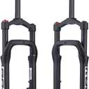 BOLANY Bike Suspension Fork 20inch 4.0 Tire Double Shoulder Snow Beach MTB Fat Fork | 135mm Travel | Straight Tube QR 9mm | 1-1/8inch Steerer (Black)