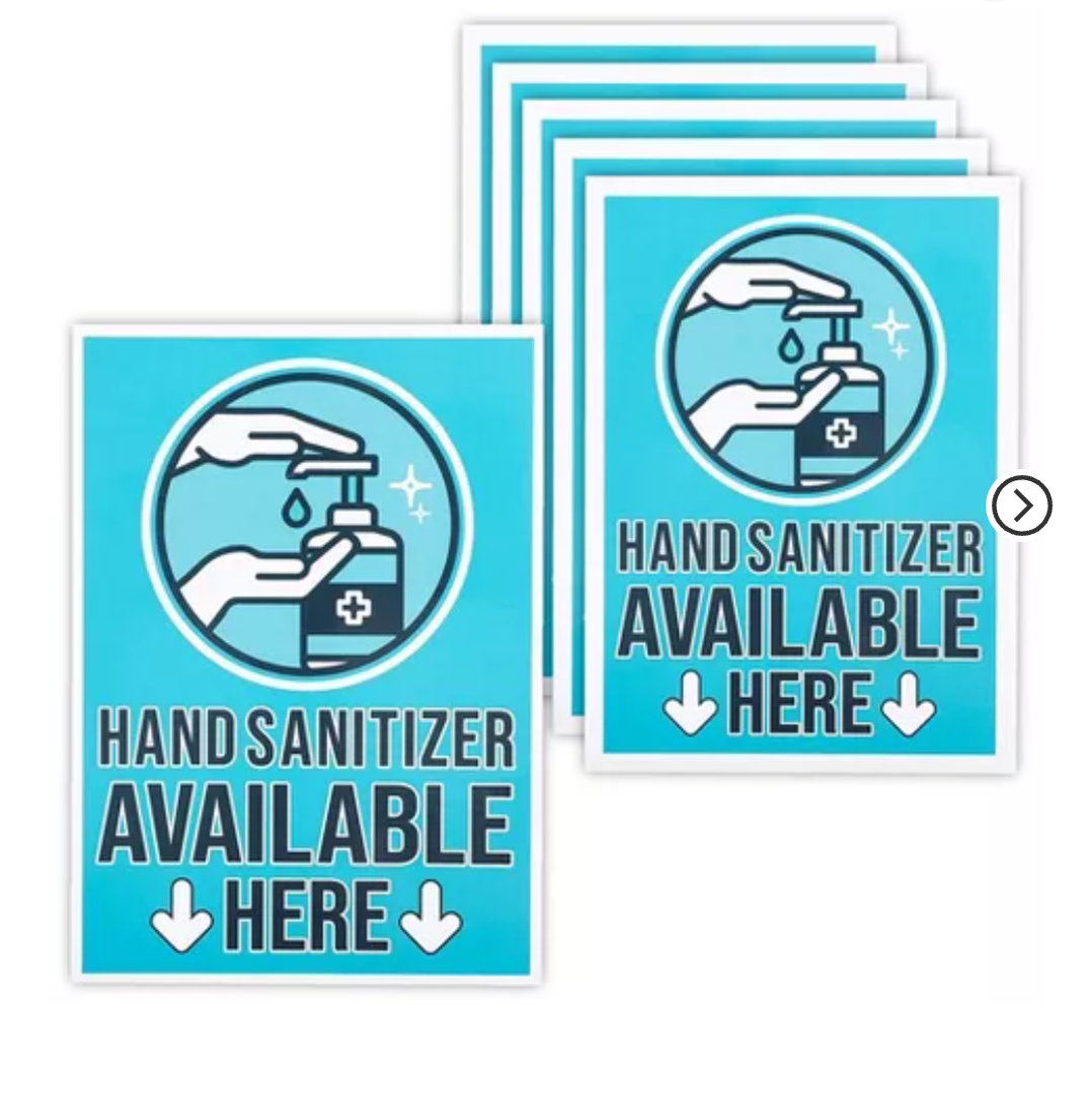 Stockroom Plus 6-Pack Hand Cleaner Available Here Signs, Self-Adhesive Vinyl Sticker, Blue, 9×12 inches