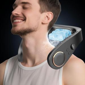 Neck Fan with Cooling Plate-5500mAh Portable Neck Fans that Blow Cold Air, Personal Small Bladeless Neck Air Conditioner Ac Fan, Best USB Rechargeable Battery Operated Neck Cooler for Women