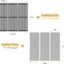 BBQ-PLUS 17'' x 6" Stainless Steel Infrared Emitter Plate and Cast Iron Grill Grates Replacement for Charbroil TRU-Infrared 2015 and Newer Commercial,Signature, Professional Series Gas Grill