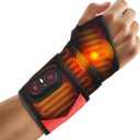 Cordless Wrist Massager for Carpal Tunnel Relief, Hand Massager with Heat, Heated Wrist Massager, Wrist Heating Pad for Pain Relief, Heated Wrist Wrap for Pain, With Red Light, 3 Heat & 3 Massage Modes, Black