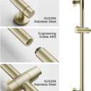 Shower Slide Bar Handheld Shower Head with Hose, 5-Function Hand Shower with Wall Mount，shower slide bar,adjustable height shower head (A-round, Brushed Gold)