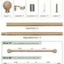 2 Pack Boho Wood Curtain Rods for Windows 48 to 84 Inch,1" Adjustable Window Curtain Rod with Imitation Wooden Grain Finials, Decorative Farmhouse Rustic Drapery Rods, 36-88'', Weathered Wood