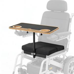 TYYIHUA 2-in-1 Wheelchair Tray Table & Seat Cushion Combo | Fits 17"+ Seat Width | Adjustable Bamboo Lap Desk with Quick-Release | for Electric & Transport Wheelchairs, Adults & Seniors