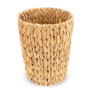 WLLHYF Wicker Waste Basket, Handwoven Water Hyacinth Trash Can Small Bathroom Trash Can Boho Woven Decorative Office Garbage Cans for Bedroom Bathroom Kitchen Living Room