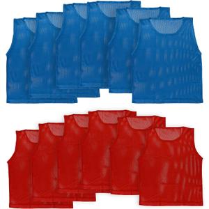 LITEMESH Pinnies (Set of 12/24 Practice Vests) Youth Pinnies, Pennies for Sports Youth, and Scrimmage Vests (Teen/Adult, 6-red + 6-blue)