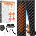 Thermal Insulated Door Curtain Fit Door Size 36" x 80", Magnetic Thermal Insulated Cover for Winter, Upgraded Oxford Fabric with Thicken Cotton Filling, Self-Closing for Sliding Glass Doorways, Black