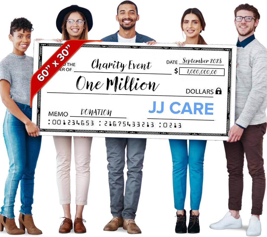 Reusable Giant Check [60" x 30"] - Dry Erase Big Checks for Presentations, Oversized Checks for Presentation, Novelty Big Check, Giant Big Fake Check, Large Checks for Presentations, Donation, Awards