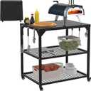 Stainless Steel Pizza Oven Table Cart with Wheels, 3-Shelf Outdoor Grill Stand for Ooni, Blackstone, Ninja Woodfire, Cuisinart and Most Grill  Portable Movable Food Prep Cart & Topping Station (31.5" x 23.6" x 35.4")