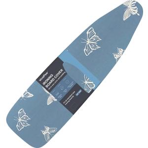 Ironing Board Cover and Pad, Standard Size 15x54, Thick Padding, Elastic Edge, Resist Scorching, Adjustable Fastener, Heavy Duty Floral Iron Board Covers (Butterfly) (Retro Blue (Butterfly))