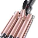 kuwa Crimper Hair Tool,3 Barrel Curling Iron,hairCrimper for Women,Hair Waver with LCD Temperature Display,Long-Lasting Natural Tight Waves (Rose Gold)