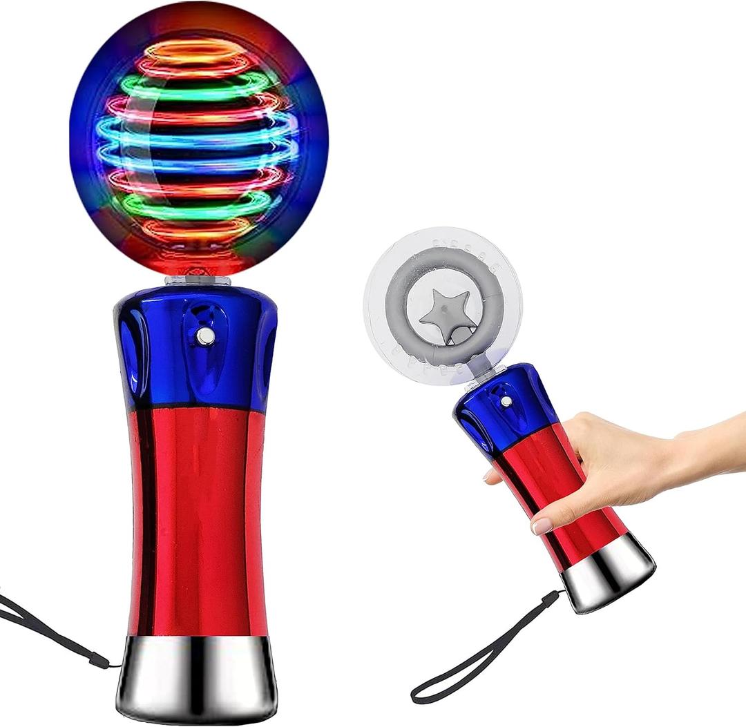 The Dreidel Company Light Up Magic Ball Toy Wand for Kids, Flashing LED Wand for Boys and Girls, Thrilling Spinning Light Show, Batteries Included, Fun Birthday Party Favor (Single)