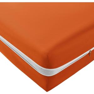 SiinvdaBZX Zipper Fitted Sheet Twin Only, Ultra-Soft Microfiber Zippered Mattress Cover Protector Bed Bottom Sheet Cover for 12-16 Inch Deep Mattress, Burnt Orange