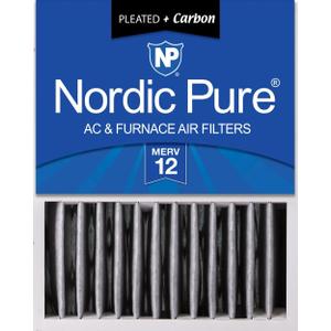 Nordic Pure 16x20x5 MERV 12 Plus Carbon Air Filter 1 Pack | Actual Size: 15 7/8 x 19 5/8 x 4 3/8 Honeywell Replacement Made in USA, Advanced HVAC Furnace Filtration, Pet & Odor Control