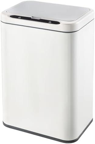 ELPHECO Stainless Steel Office Trash Can Motion Sensor Garbage Can Touchless Smart Trash Can Automatic Waste Bin for Kitchen, Office, Bathroom (White, 5.5 Gallons), 3AA