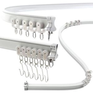 Aluminum Flexible Curtain Track 3ft-6.6ft / 2 Meter-Bendable Ceiling Track For Curtains, Ceiling/Wall Mount Curtain Rail System For Curved Shower Curtain, RV/Sliding Curtain Track (WHITE) (3ft-6.6ft / 2 Meter, White)