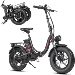Windone S16 Electric Bike for Adults, Max 22MPH Speed & 50 Miles Range (PAS), 750W Peak Motor Ebike with 48V/ 13Ah Removable Battery, 16" x 4.0 Fat Tire and Shock Absorber, UL Certified