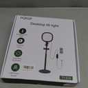 PQRQP Desk Ring Light with Stand & Built-in Phone Mount, CRI ≥97, Adjustable Ring Light for Computer Webcam Meetings, Video Calls, Recording & Home Office(Ebony Black)