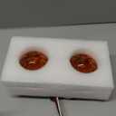 Partsam 2Pcs Amber Glass Lens Watermelon Lights [Patented] LED Side Marker Turn Signal Lights with Stainless Steel Bezel Replacement for Kenworth Peterbilt Freightliner