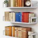 Harwaya 24 Inch Floating Wall Bookshelf for Kids Bedroom, White Large Wall Shelves for Bathroom Over Toilet, Deep Long Floating Book Shelves for Teen Girls Boys Office Classroom Living Room (Set of 3)