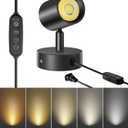 VANoopee 5 Color 10W LED Spot Lights Indoor Uplighting With Timer - Dimmable Up Lights Plant Spotlight Accent Lighting, Floor Lamp With 5.9FT Plug Cord - Black 1 Pack
