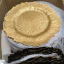 Nitial 100 Set Reef Charger Plate Set Bulk 100 Pcs 13" Plastic Plate Chargers Matte Ruffled Rim Charger with 100 Pcs Paper Napkins Disposable Guest Towel for Table Setting Wedding Party(Gold)