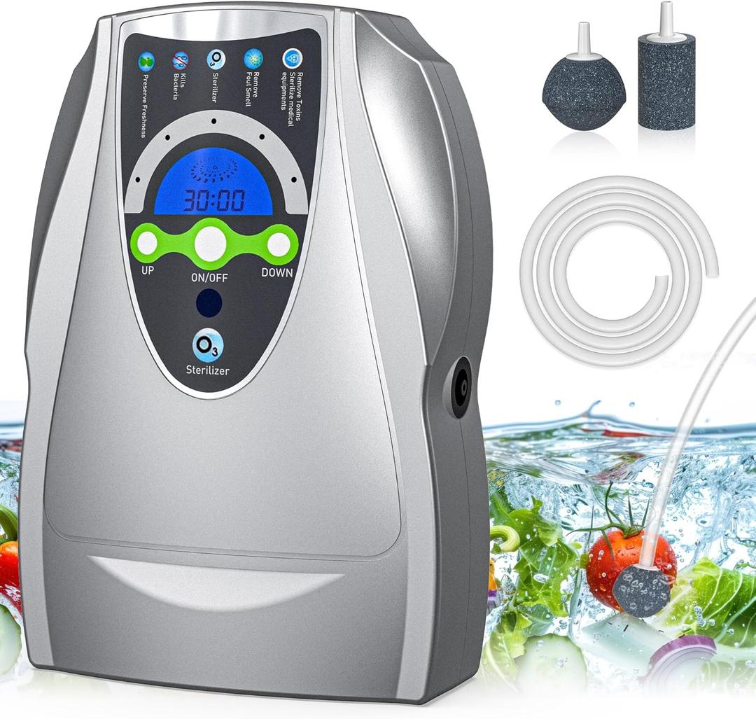 Ozone Machine, 500mg/h Multipurpose Ozone Machine Purify Air, Water, Fruits, Vegetables, Toothbrushes, Aquarium. Fruit Cleaner Device in Water