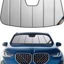 Windshield Sun Shade for BMW X3 (G45) 2025-2026, Fits xDrive30 M50, Premium Grey Leather Finish