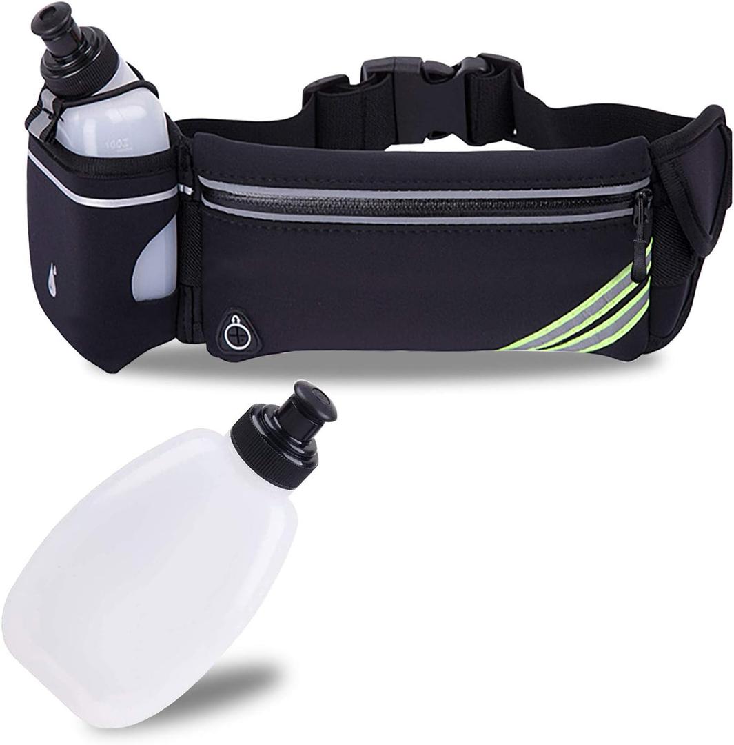 Waterproof Running Belt Water Bottle Waist Pack,Sport Pouch Fanny Pack for Men Women Runners Waist Bag,Hybration Workout Running Phone Holder for iPhone 15 14 13 12 11 Pro Max Xs Xr X 8 7 Plus Galaxy, 02-big Black Running Belt With Water Bottle