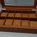 ProCase Lockable Watch Case, 10-Slot Display Storage Box with Glass Lid, Scratch-Free Velvet Lining & Combination Lock, Secure Watch Organizer for Men, Home, Office or Store Display - Brown